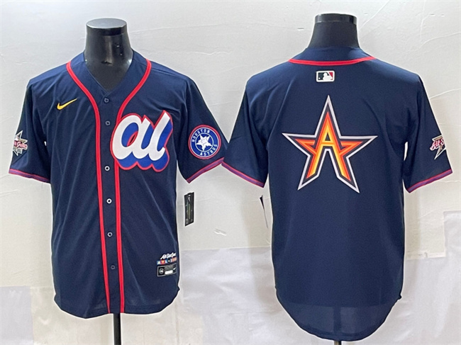 Men's American League Houston Astros Team Big Logo Navy 2025 All-Star Edition Limited Stitched Baseball Jersey 005 Men's American League Houston Astros Team Big Logo Navy 2025 All-Star Edition Limited Stitched Baseball Jersey 005